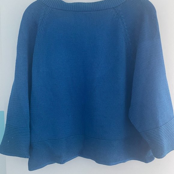 Jones New York Collection Cobalt Blue Cropped Cardigan, Size Medium - Picture 2 of 5